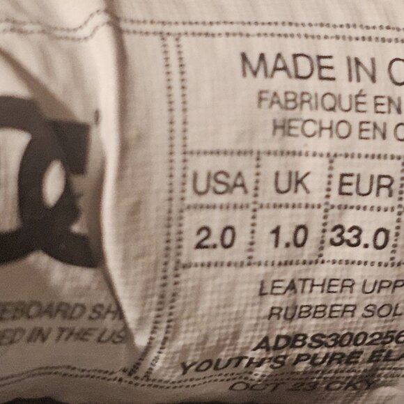 DC Pure Low EV Skate Shoe - Big Kid - Slip Ons Size 2 - Picture 6 of 6